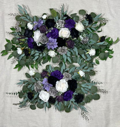 Black Bouquet Dark Purple Bridal Wedding Gothic Bouquet Black White Decor Royal Purple Black Bridesmaids Bouquet Sage Artificial Flower