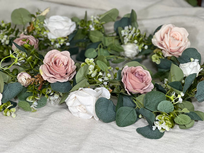 Garland White Garland Wedding Dusty Rose Silver Dollar Eucalyptus Decoration Ivory Table Runner Gold Artificial Flower Greenery