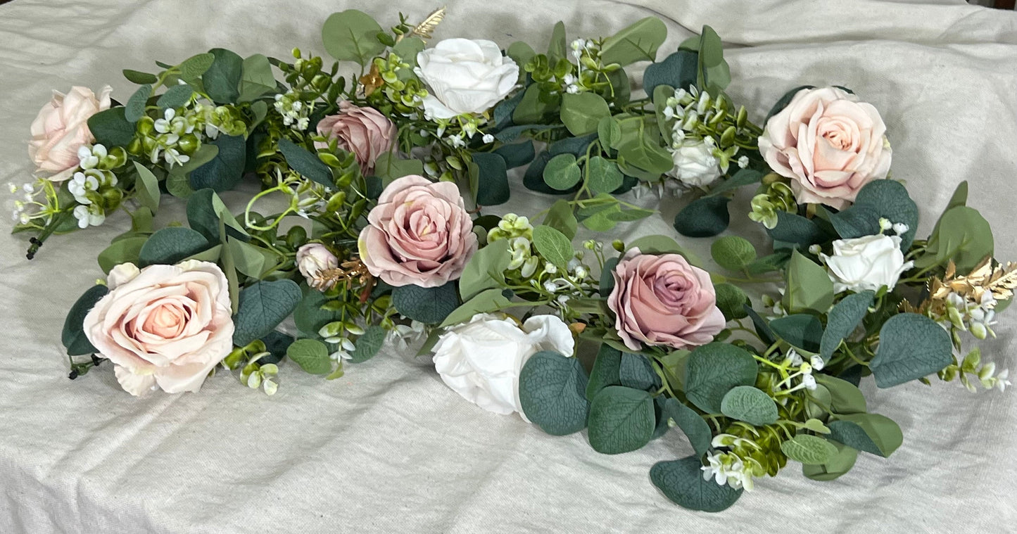 Garland White Garland Wedding Dusty Rose Silver Dollar Eucalyptus Decoration Ivory Table Runner Gold Artificial Flower Greenery