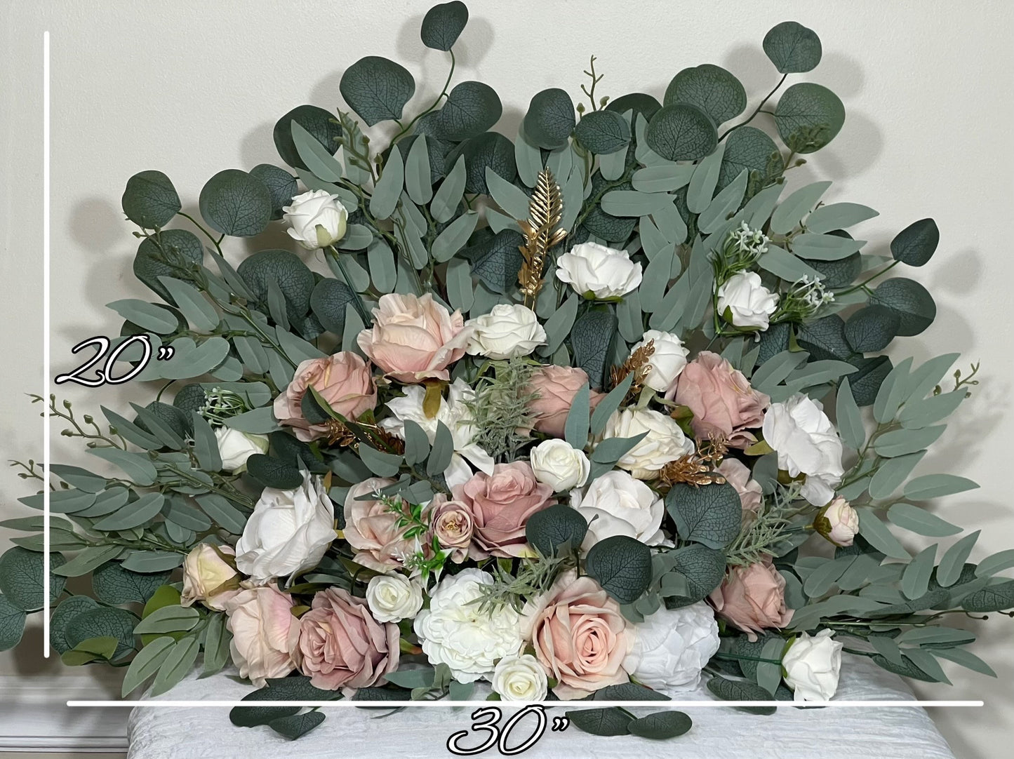 White Floor Arrangement Free Standing Dusty Rose Wedding Aisle White Ivory Gold Floor Arrangement Pink Artificial Flower Eucalyptus