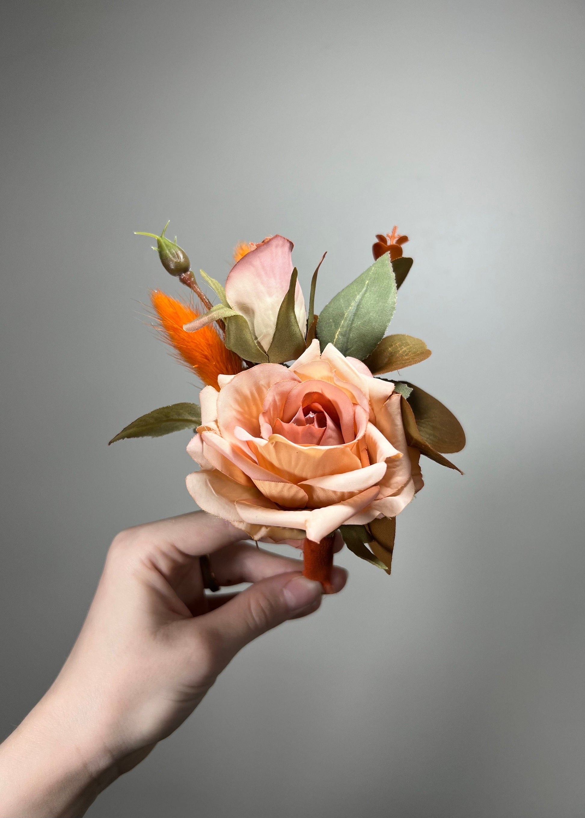 Orange Boutonniere Wedding Groom Burnt Orange Boutonnière Terracotta Groomsmen Boutonnière Rust Orange Terracotta Groom Artificial Flowers