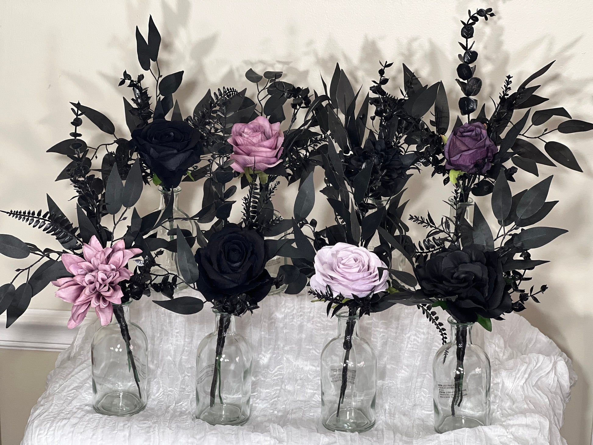 Wedding Bouquet Black Purple Bridal Gothic Bouquet Black Dark Purple Bridesmaids Bouquet Black Purple Artificial Flower