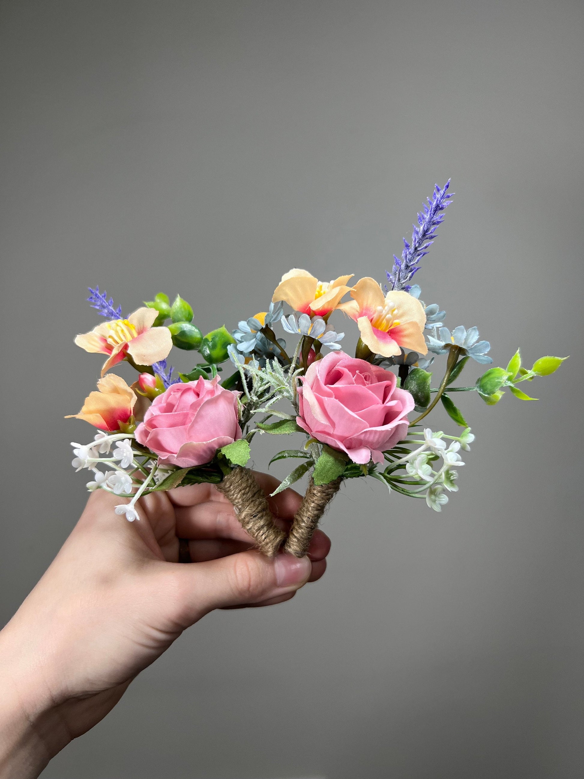 Summer Wedding Bouquet Wild Flower Pink Bridal White Spring Bouquet Pink Blush Blue Bridesmaids Bouquet Gerbera Wild Flower Artificial