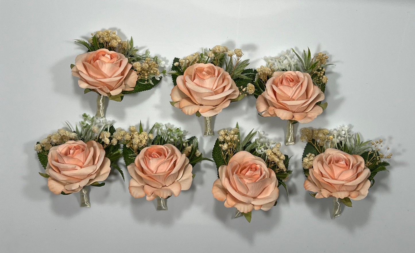 Peach Boutonniere Groom Coral Boutonnières Groomsmen Peach Boutonniere Blush Baby Breath Pink Artificial Flower