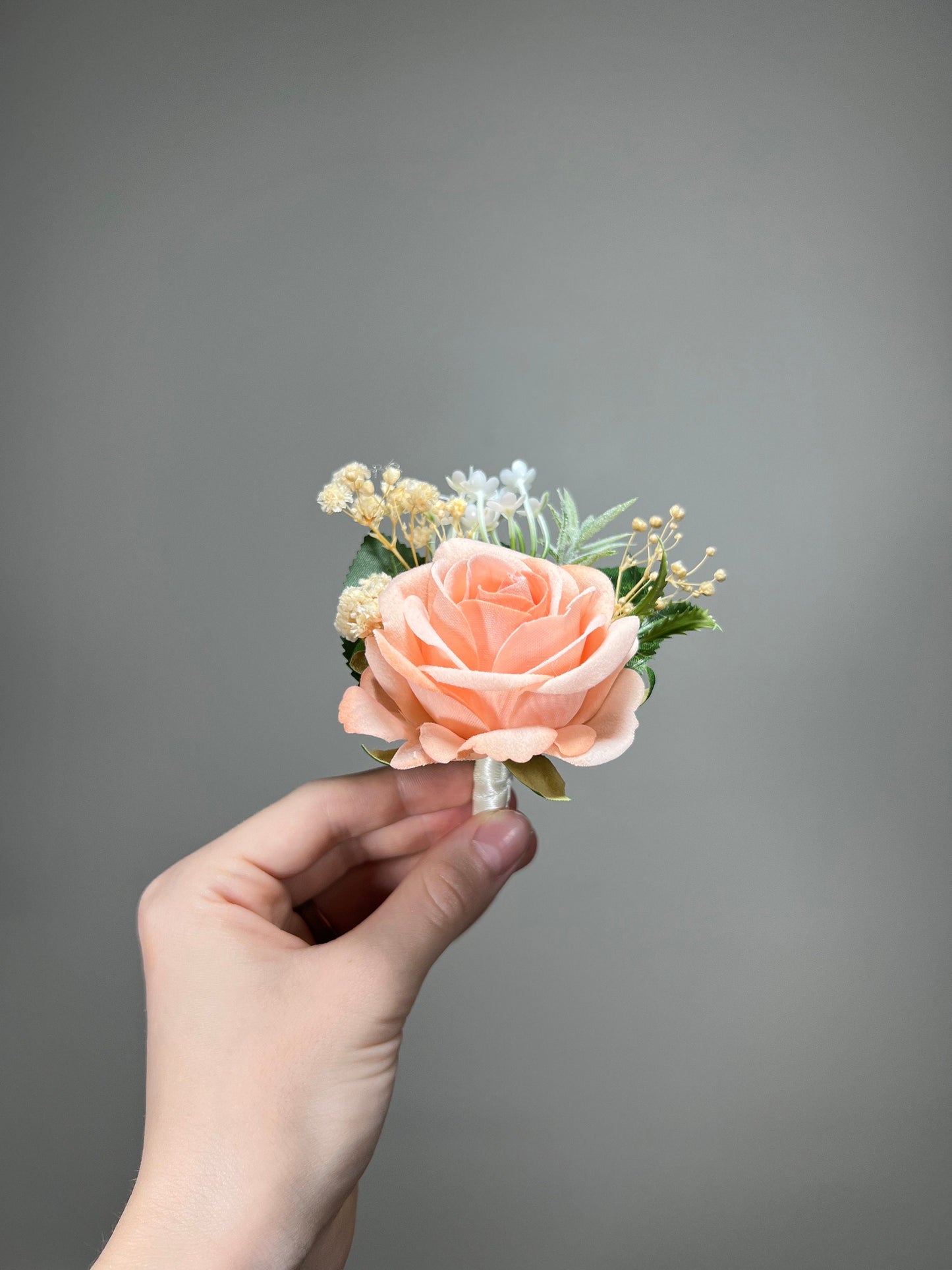 Peach Boutonniere Groom Coral Boutonnières Groomsmen Peach Boutonniere Blush Baby Breath Pink Artificial Flower