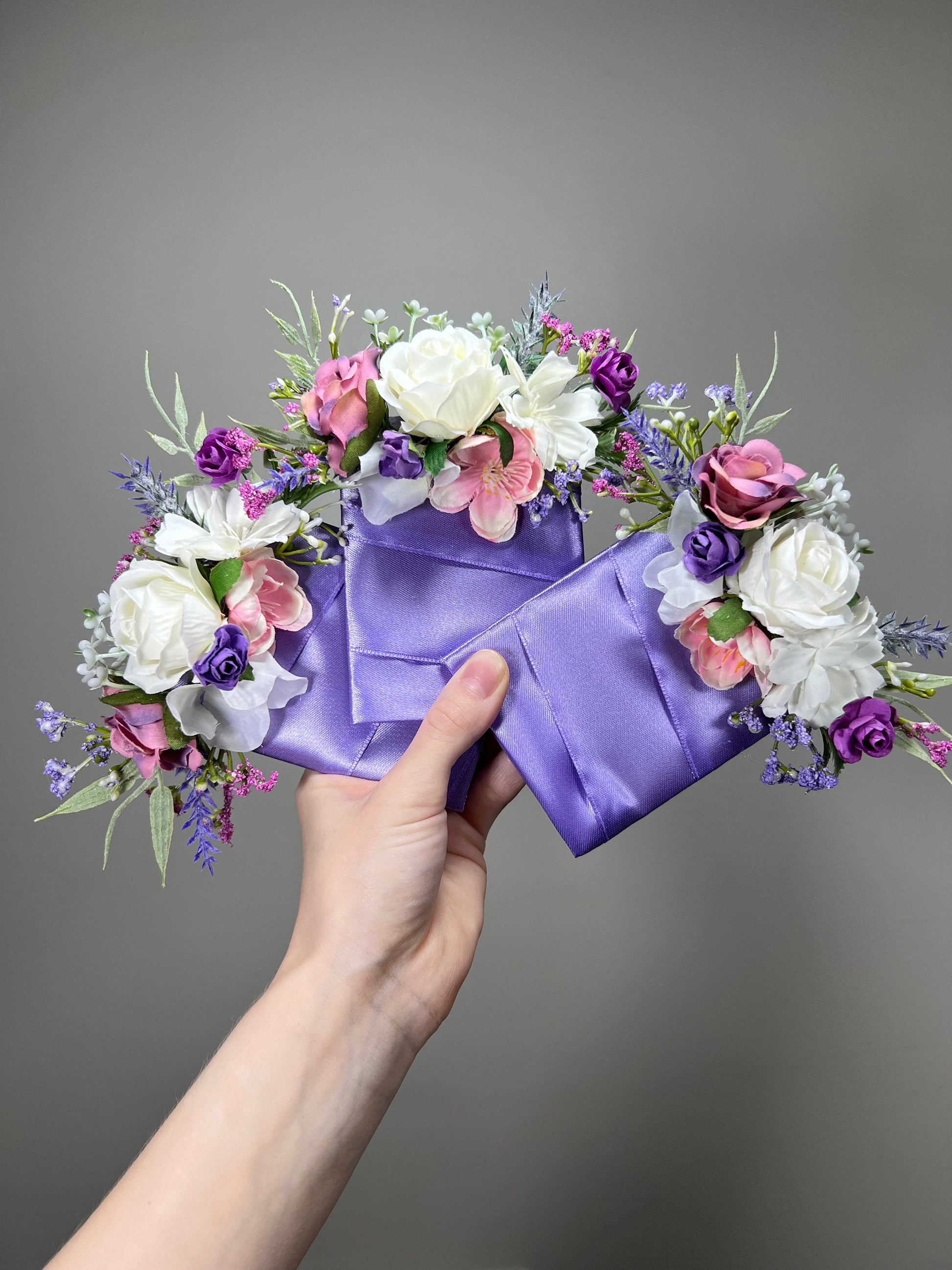 Purple Pocket Boutonniere Wedding Pink Groom White Lilac Boutonnières Groomsmen Square Boutonnière Pocket Lavender Artificial Flower Mauve