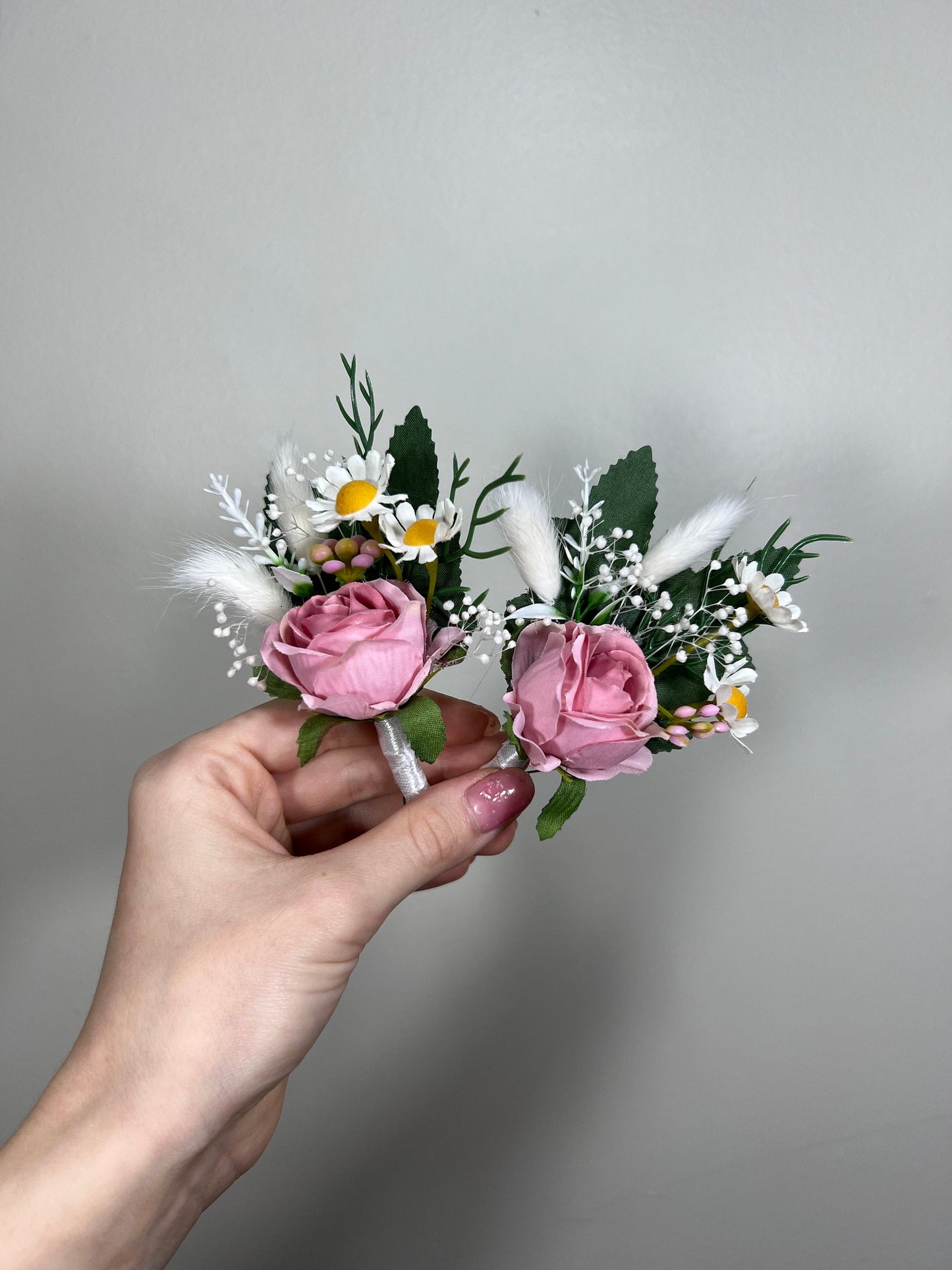 Wedding Boutonniere Wild Flower Groom Pink Groomsmen Boutonnière Pink Boutonniere White Artificial Flower Wild Camomile