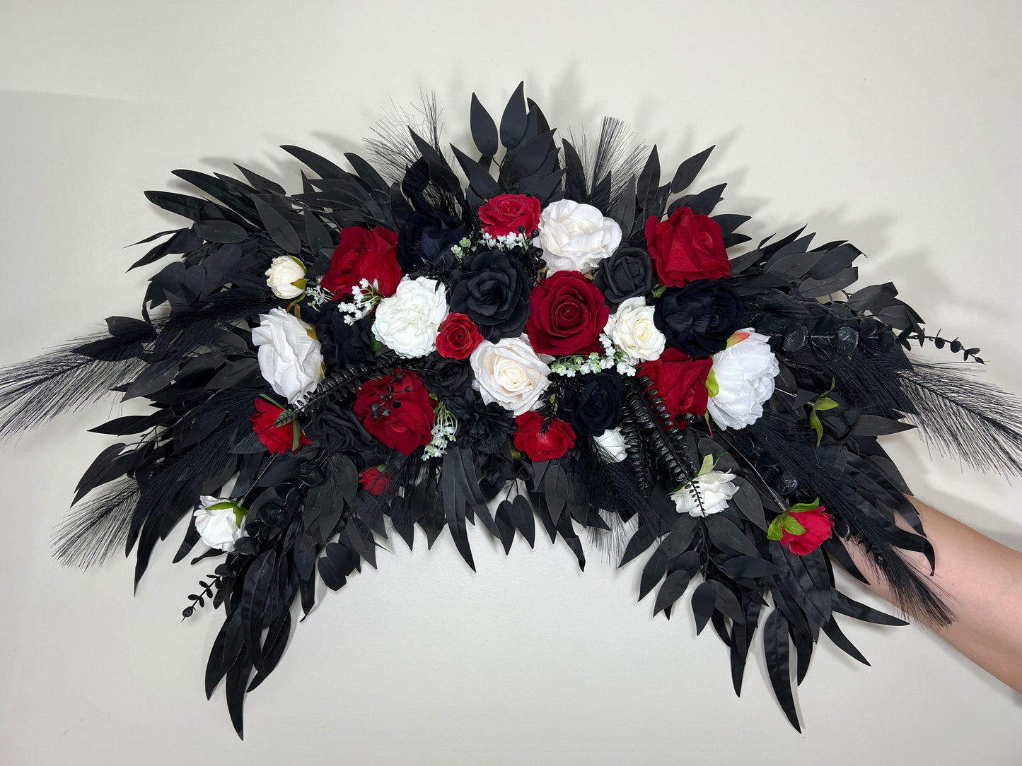 Black Arch Arrangement Wedding Red Arch Aisle Arrangement Corner White Arbor Arrangement Corner Gothic Black White Artificial Flowers