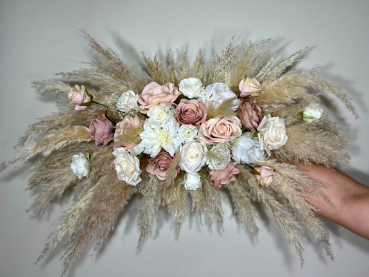 Wedding Arch Arrangement Dusty Rose White  Pampas Grass Pink Arch Aisle Arrangement Ivory Artificial Flower Ivory Arbor Arrangement  Pink