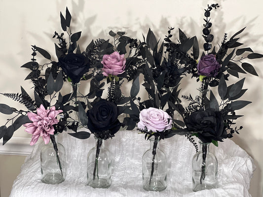 Centerpiece 1 Flower Black Purple for Bud Vase Wedding Centerpiece Black Table Decor Centerpiece Artificial Flower Table Dark Purple