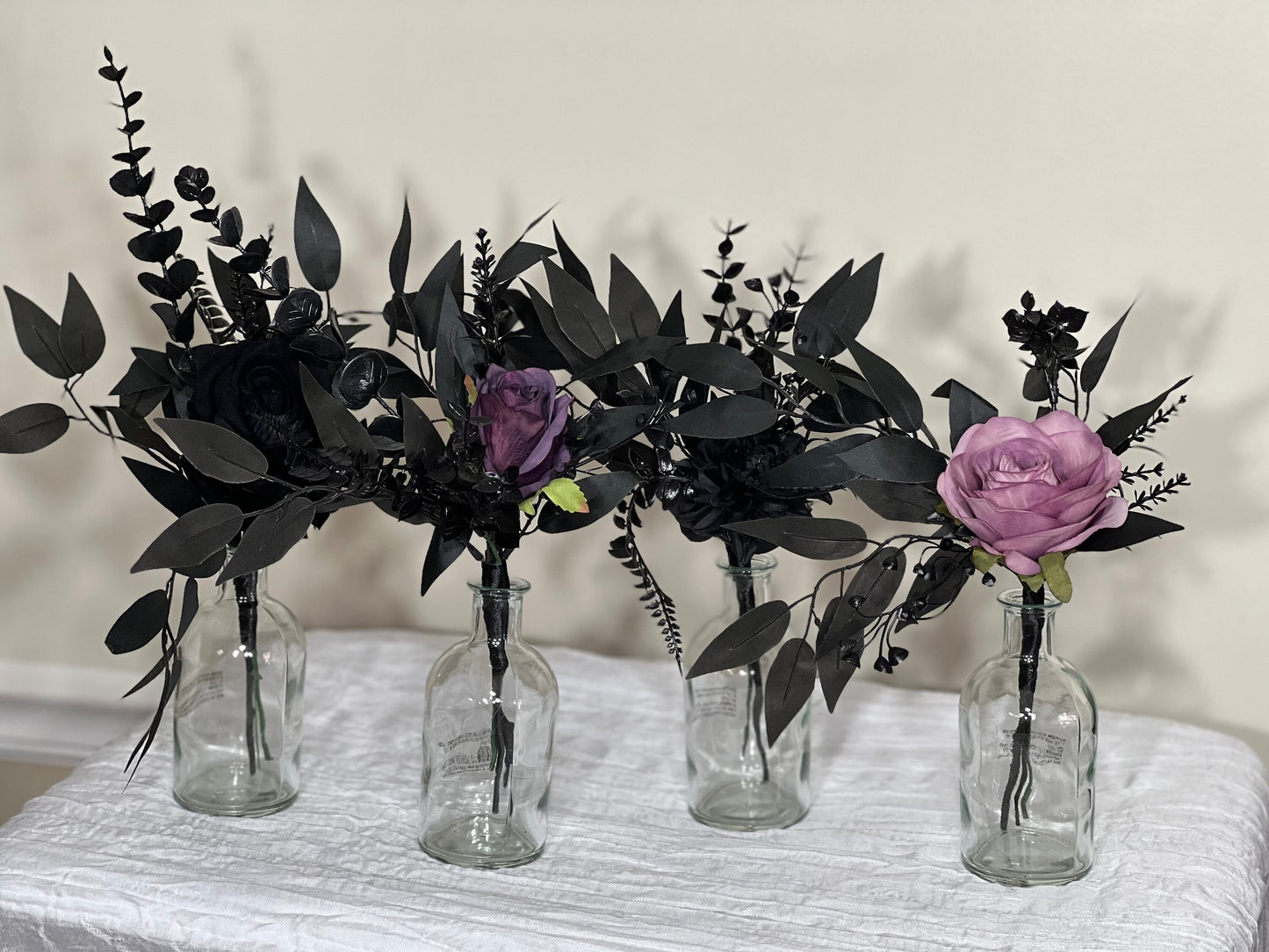 Set of 8 Centerpiece Black Purple for Bud Vase Wedding Centerpiece Black Table Decor Centerpiece Artificial Flower Table Dark Purple