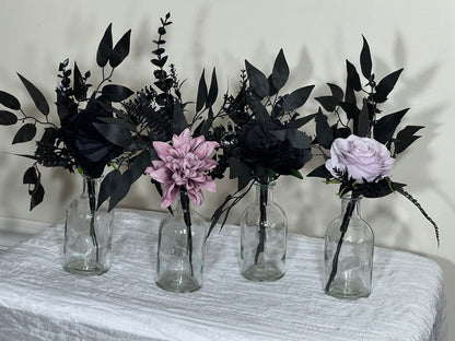 Set of 8 Centerpiece Black Purple for Bud Vase Wedding Centerpiece Black Table Decor Centerpiece Artificial Flower Table Dark Purple