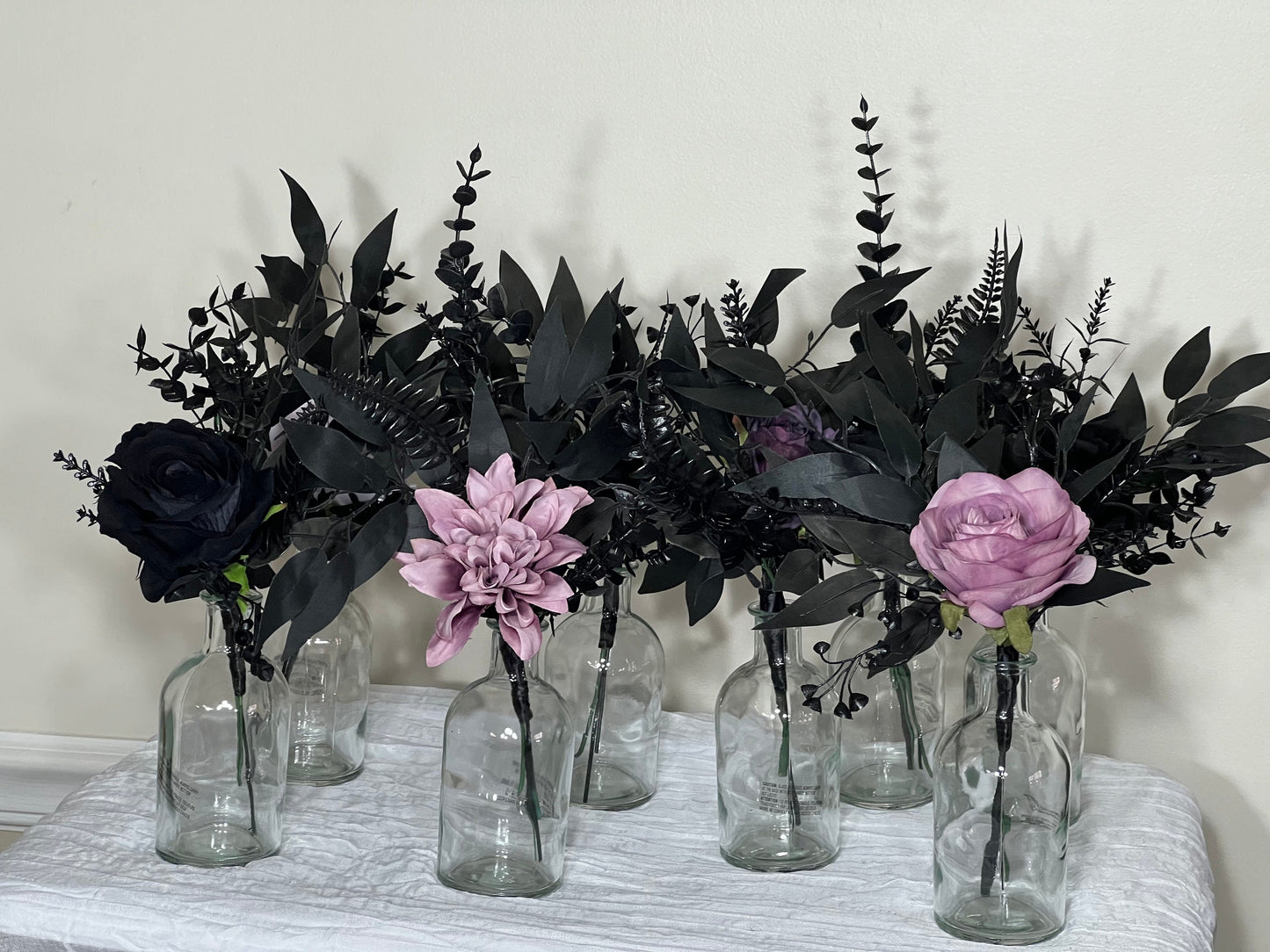 Centerpiece Black Purple for Bud Vase Wedding Centerpiece Black Table Decor Centerpiece Artificial Flower Table Dark Purple