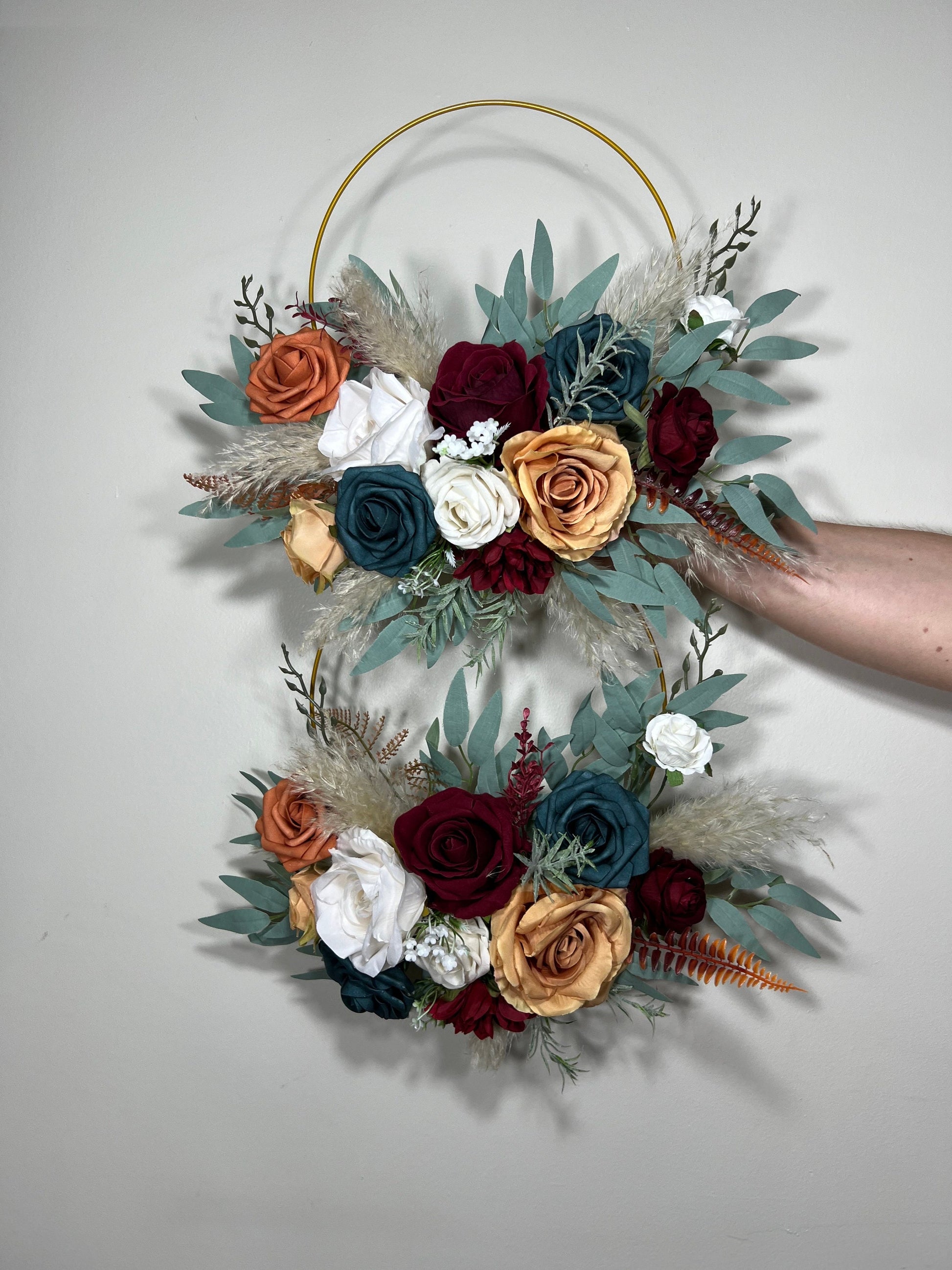 Dark Teal Bouquet Bridal White Terracotta Burgundy Bridesmaids Bouquet Burnt Orange Bouquet Teal Burgundy Rust Ivory Artificial Flowers