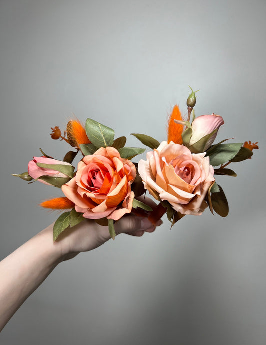 Orange Boutonniere Wedding Groom Burnt Orange Boutonnière Terracotta Groomsmen  Boutonnière Rust Orange Terracotta Groom Artificial Flowers