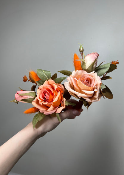 Orange Boutonniere Wedding Groom Burnt Orange Boutonnière Terracotta Groomsmen  Boutonnière Rust Orange Terracotta Groom Artificial Flowers