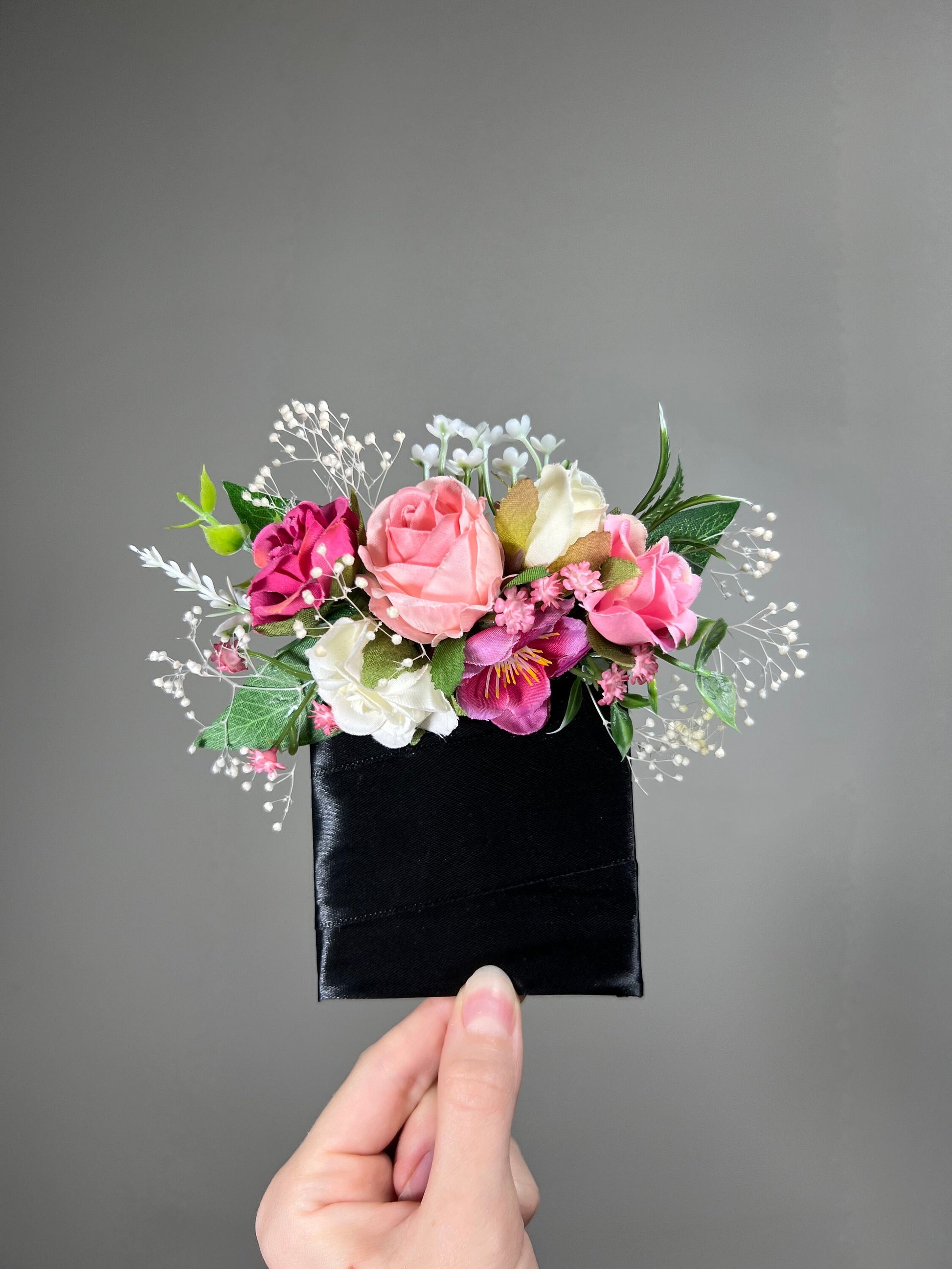 Pink Pocket Boutonniere White Groom Boutonnière Hot Pink Groomsmen White Boutonniere Pocket Fushia Square Ivory Rustic Baby Breath