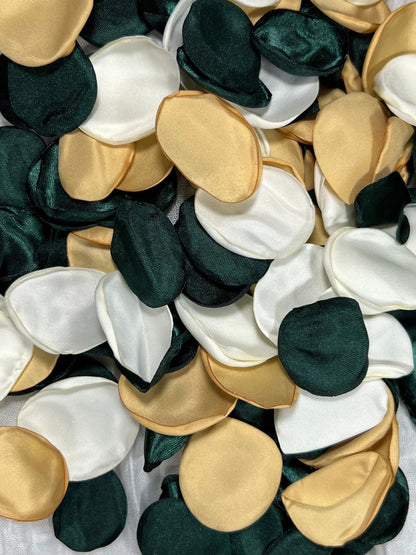 Emerald Gold Petals Wedding Decor Flower Girl Petals Emerald Wedding Aisle Decor Flower Petals White Ceremony Decor Bridal Shower Confetti