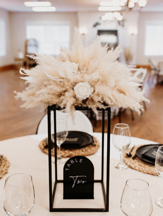Wedding White Centerpiece Boho Pampas Grass Centerpiece Table Flower Ball Barrel Decor Wiskey Stand Ivory Artificial Flower