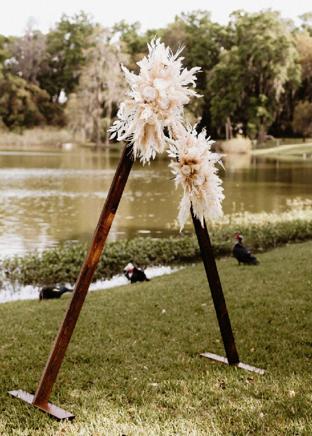 Wedding Arch Arrangement White Pampas Grass Arch Aisle Arrangement Decor Handmade Artificial Dried Flowers Baby Breath Fern Ivory Arch
