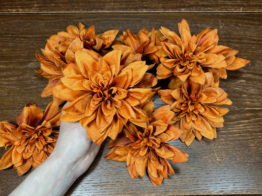Rust Orange Dahlia Flower Head Terracotta High Quality Wedding Dahlia Silk Burnt Orange Decorative Home Decor