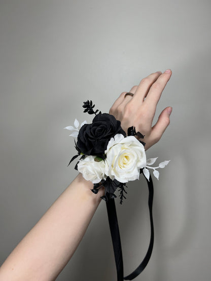 Black White Pocket Boutonniere Wedding White and Black Square Boutonnière Groom Black Ivory Groomsmen Pocket Boutonniere Prom Artificial