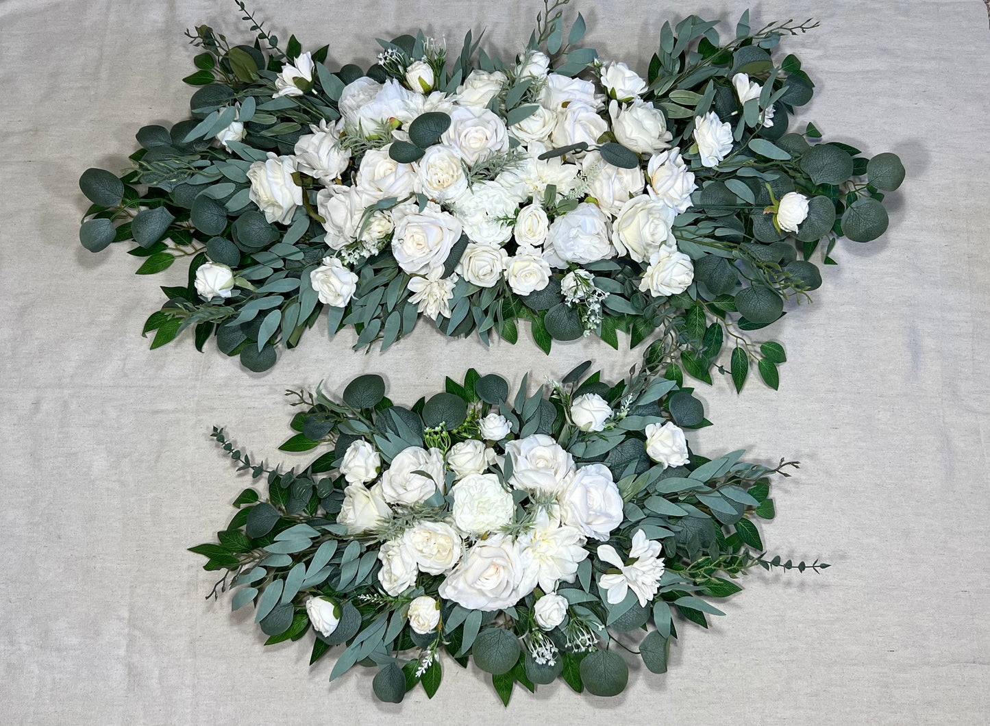 Wedding Arrangement White Arbor Arrangement Ivory Cross Decor White Flowers Arch Arrangement White Sage Eucalyptus Artificial Flowers Faux