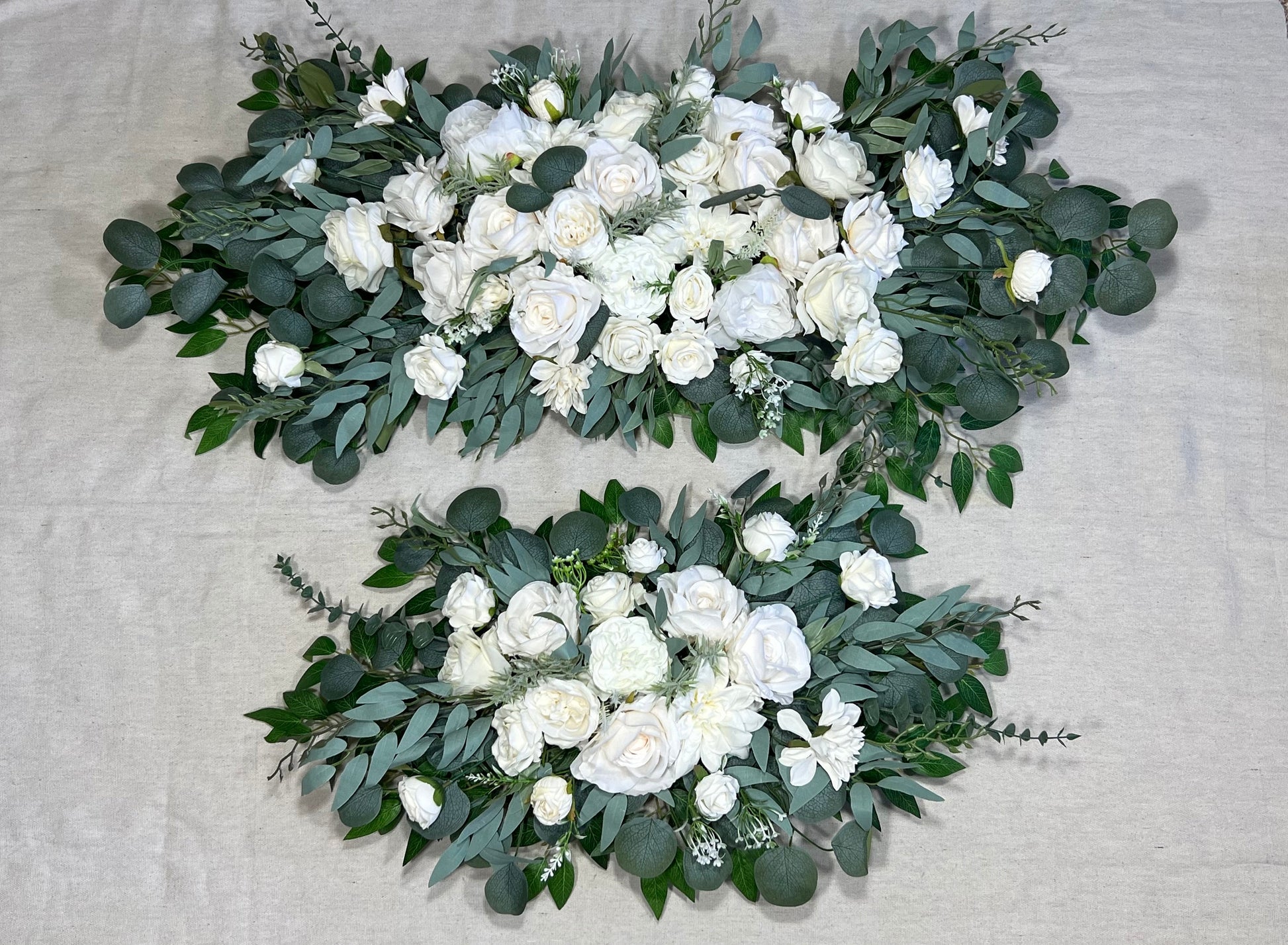 Wedding Arch Arrangement White Ivory Arch Aisle Arrangement Decor White Arbor Arrangement White Eucalyptus Sage Artificial Flowers