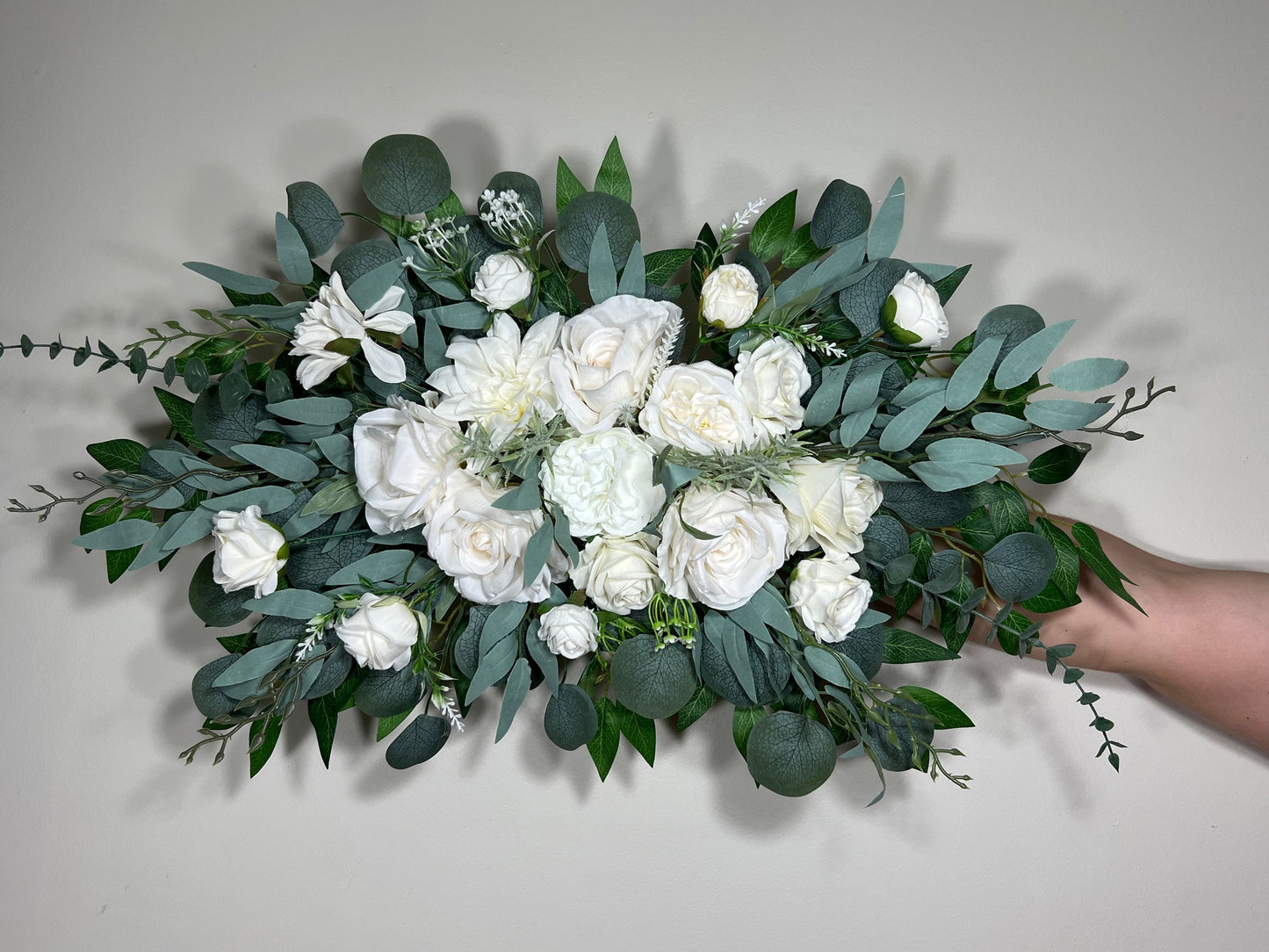 White Arch Arrangement Wedding Ivory Arch Aisle Arrangement White Arbor Arrangement White Eucalyptus Sage Wedding Decor Artificial Flowers