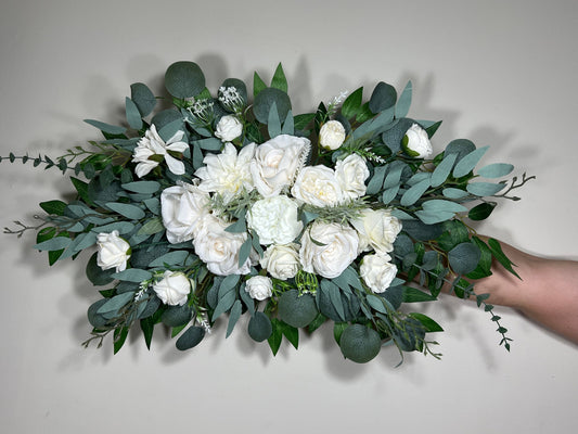 Wedding Arch Arrangement White Ivory Arch Aisle Arrangement Decor White Arbor Arrangement White Eucalyptus Sage Artificial Flowers