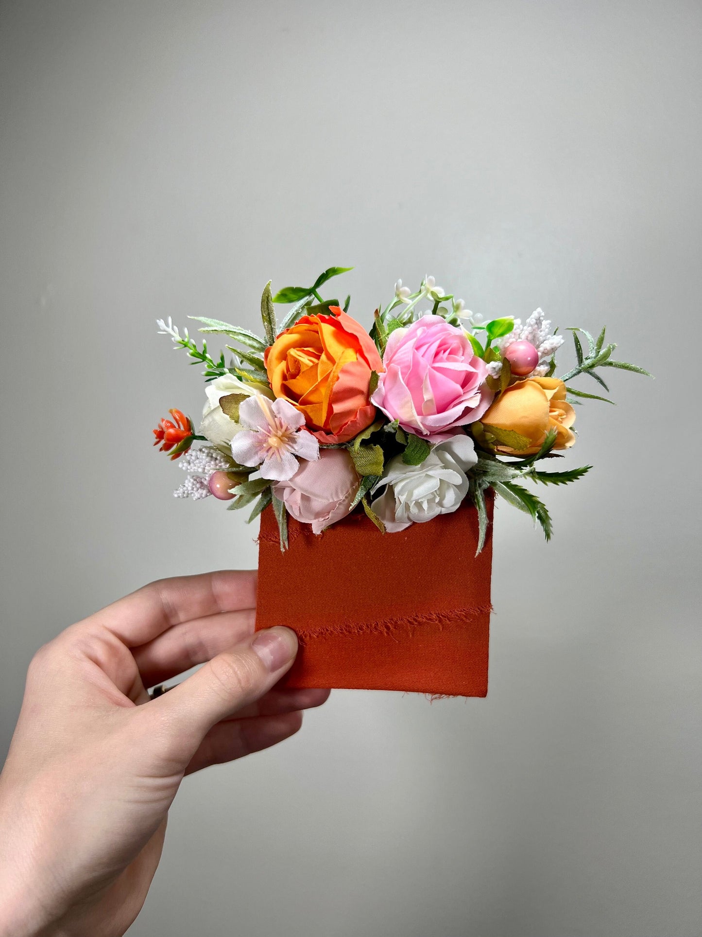 Wedding Cascade Bouquet White Terracotta Bridal Cascading Boho Pink Bouquet Wedding Burnt Orange Bridesmaids Decor Flower Artificial Fall