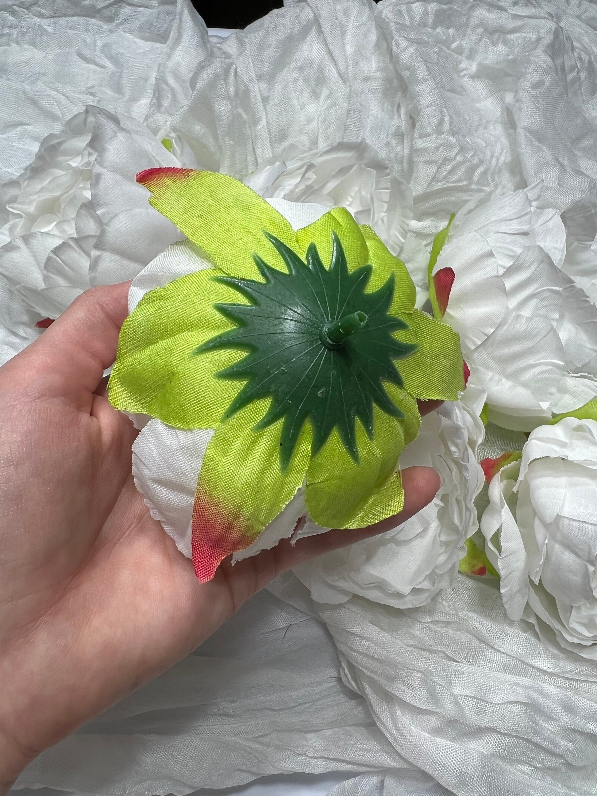 White Peony Artificial Flowers Head Rose White Cabbage Rose Ivory Wedding Fake Roses White Home Decor Silk Decorative Wedding