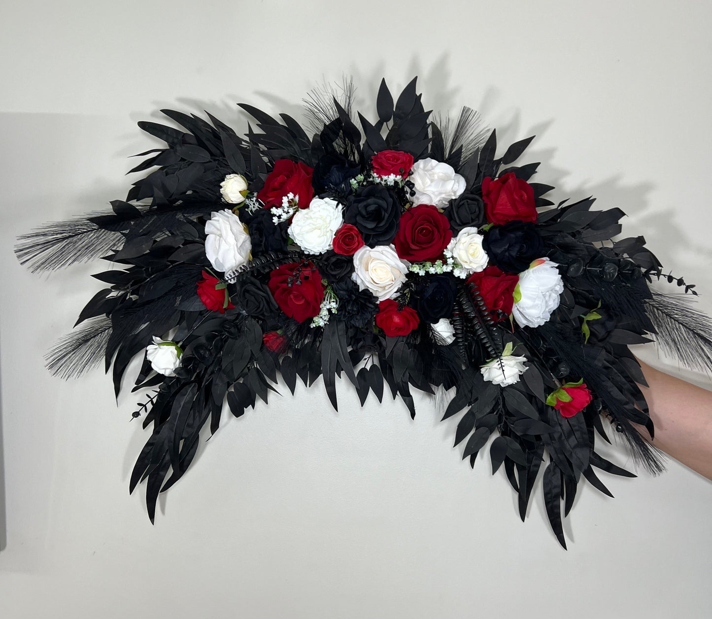 Black Arch Arrangement Wedding Red Arch Aisle Arrangement Corner White Arbor Arrangement Corner Gothic Black White Artificial Flowers