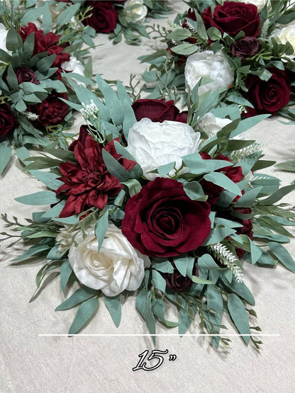Wedding Bouquet Burgundy Bridal Red Rustic Bouquet Burgundy Bridesmaids White Christmas Bouquet Eucalyptus Dahlia Ivory Artificial Flowers