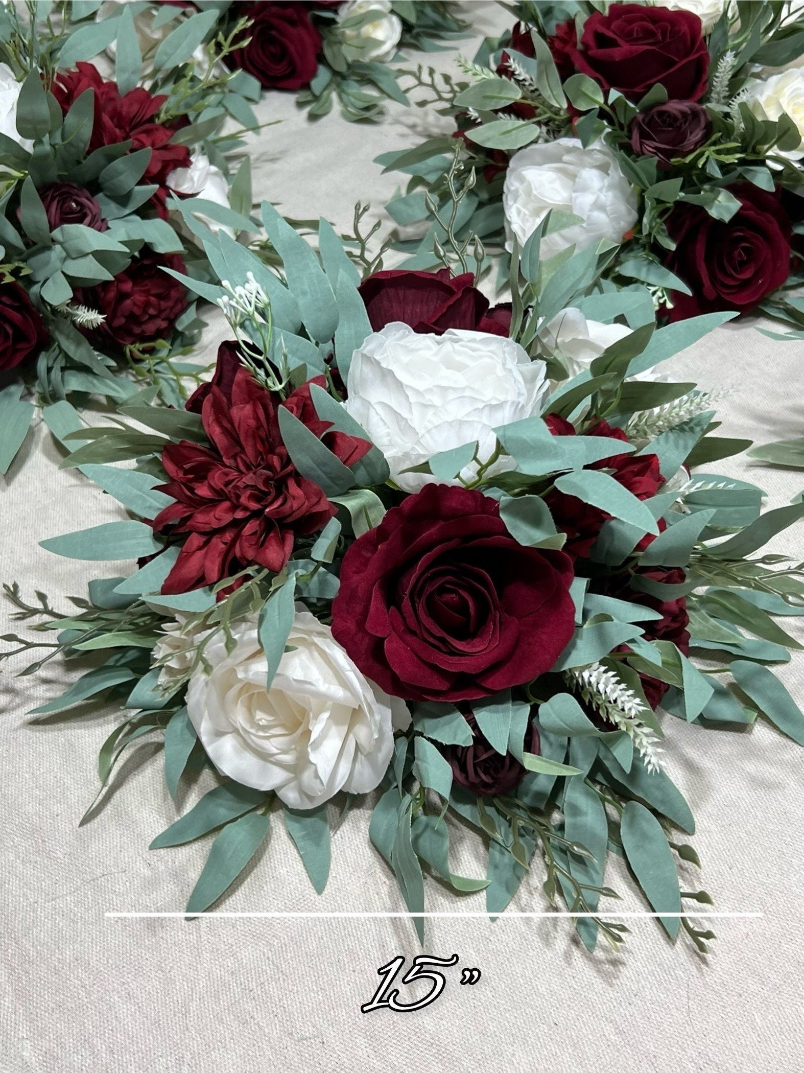 Wedding Bouquet Burgundy Bridal Red Rustic Bouquet Burgundy Bridesmaids White Christmas Bouquet Eucalyptus Dahlia Ivory Artificial Flowers