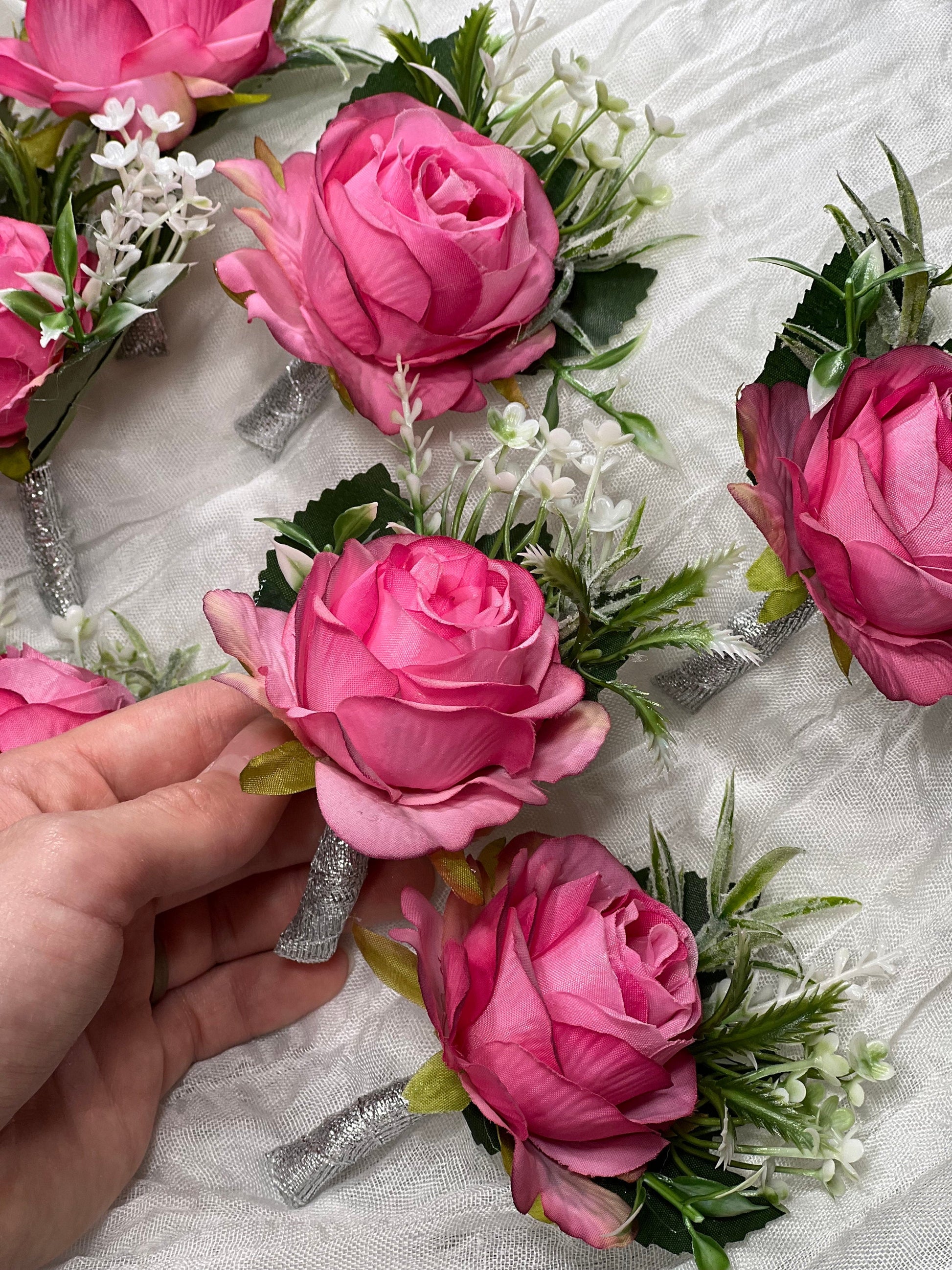 Pink Boutonniere Wedding Groom Pink Groomsmen Boutonnière Hot Pink Boutonniere Fuchsia Viva Magenta Prom Boutonniere Artificial Flower