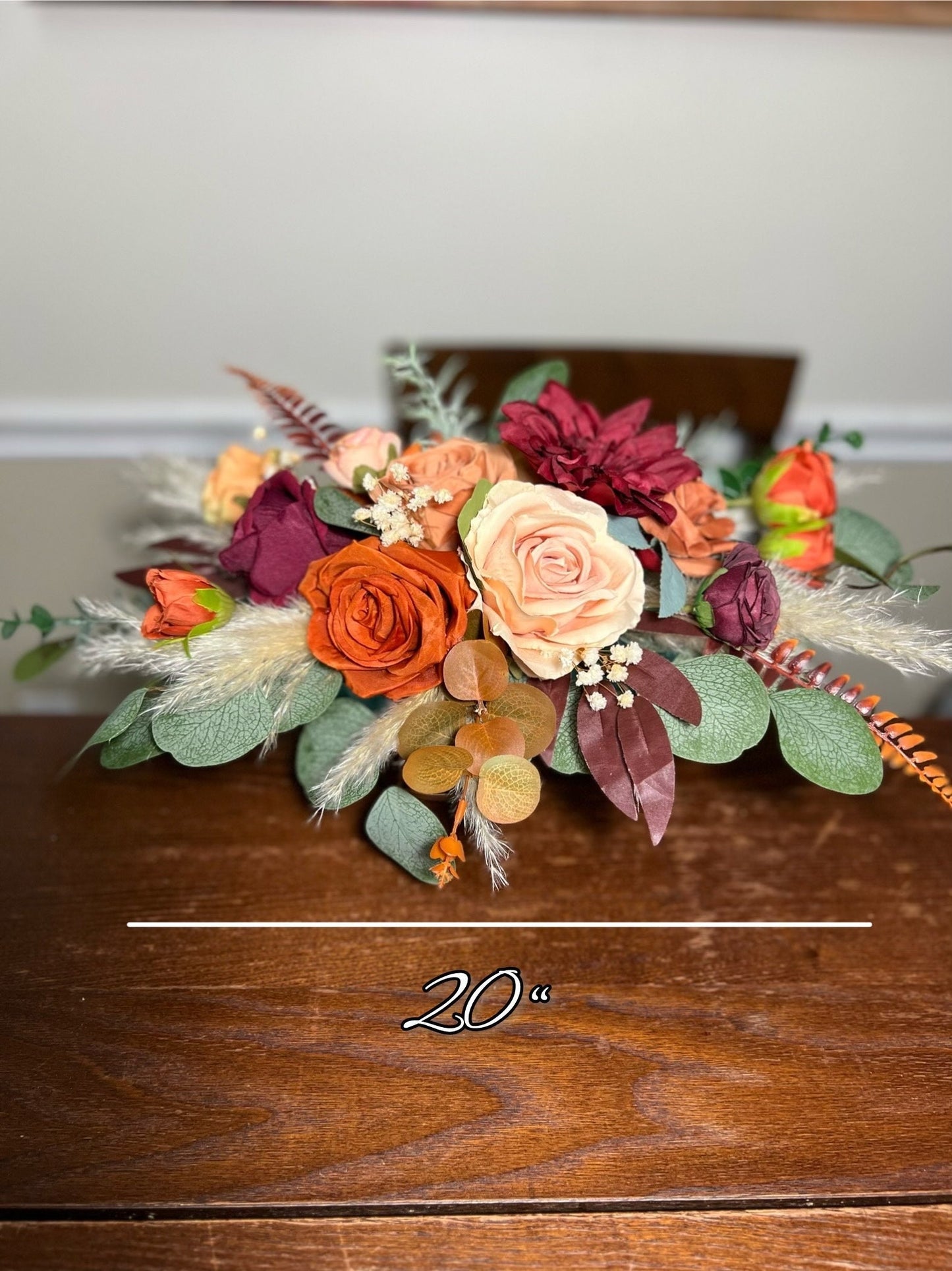 Orange Centerpiece Wedding Terracotta Table Decor Rust Burgundy Centerpiece Burnt Orange Table Rust Centerpiece Eucalyptus Artificial Flower