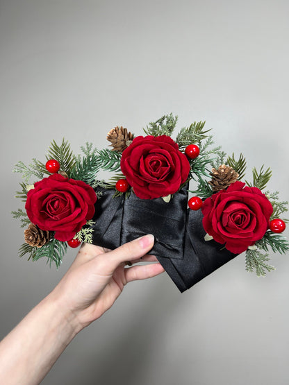 Pocket Boutonniere Christmas Red Wedding Groom Red Pocket Boutonnières Groomsmen Square Boutonnière Pocket Red Winter Pine Cone