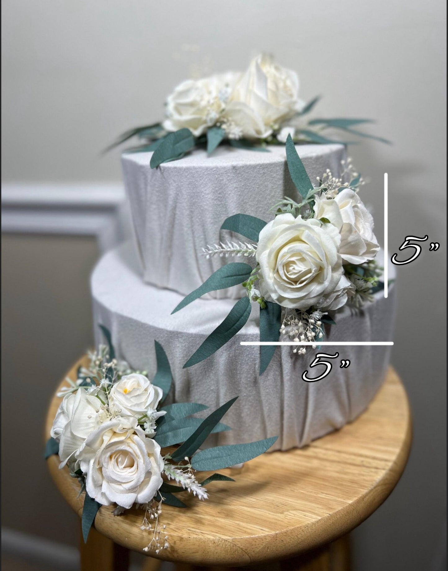 Cake Decoration White Wedding Topper Decor Cake Arrangements Sage Ivory Cake Decoration Ivory Artificial Flower Cake Decor White