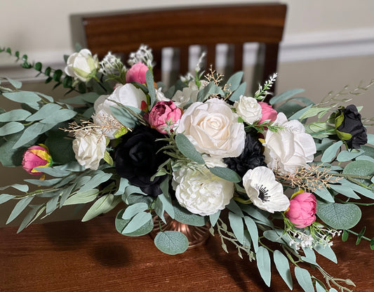 White Centerpiece White Table Decor Black Viva Magenta Centerpiece Gold Pink Wedding Table Centerpiece Ivory Black Artificial Flower