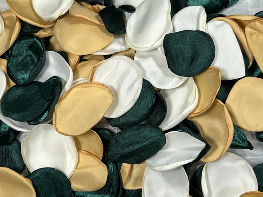 Emerald Gold Petals Wedding Decor Flower Girl Petals Emerald Wedding Aisle Decor Flower Petals White Ceremony Decor Bridal Shower Confetti