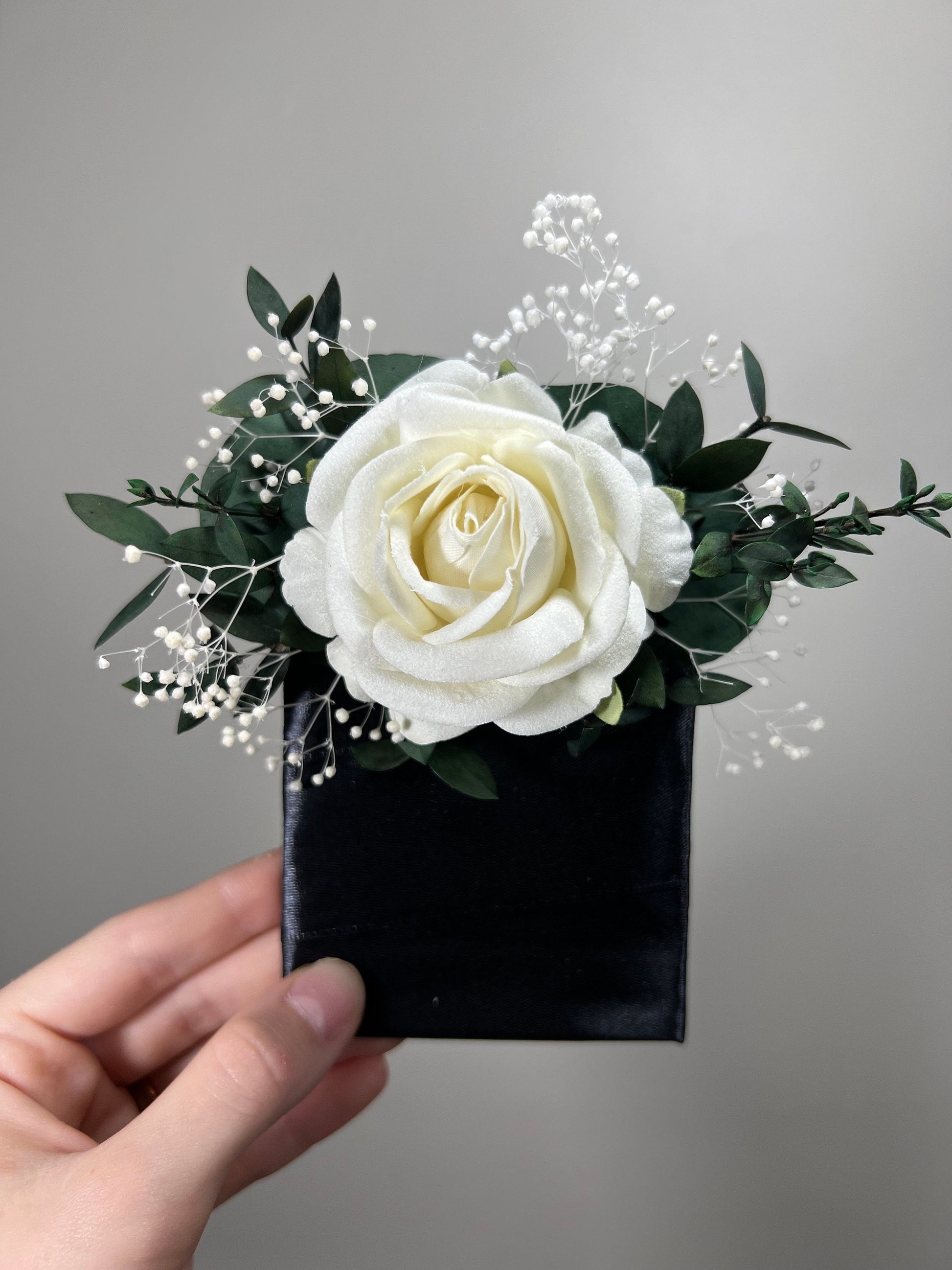 Wedding Pocket Boutonniere White Groom Boutonnière Ivory Square Groomsmen Pocket Boutonniere Wedding Ivory Rustic Artificial Flowers
