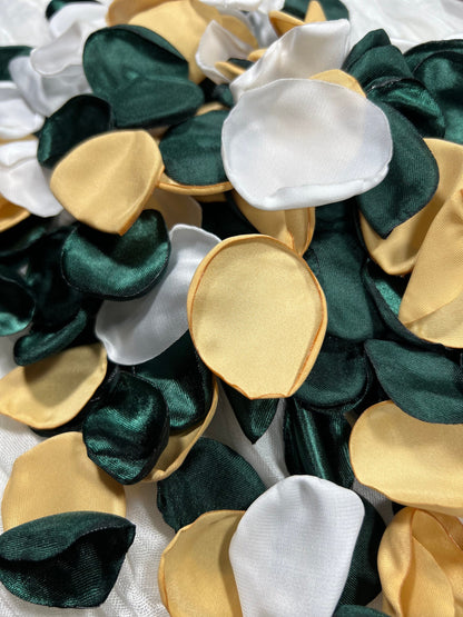 Green Petals Gold Wedding Decor Flower Girl Petals Emerald Green White Wedding Aisle Decor Flower Petals Gold Forest Green Confetti