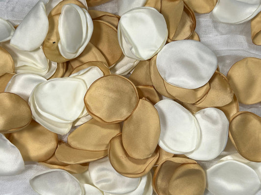 Gold And White Petals Wedding Decor Flower Girl Petals White Gold Wedding Aisle Decor Flower Petals Gold White Confetti Bridal Shower Petals