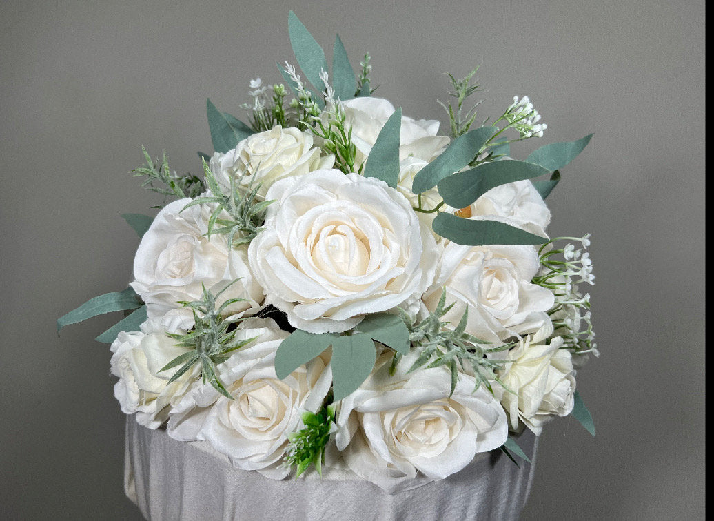 Cake Decoration Wedding Topper Decor Cake Arrangements Sage Cake Decoration Ivory Artificial Flower Cake Topper Flower White Eucalyptus