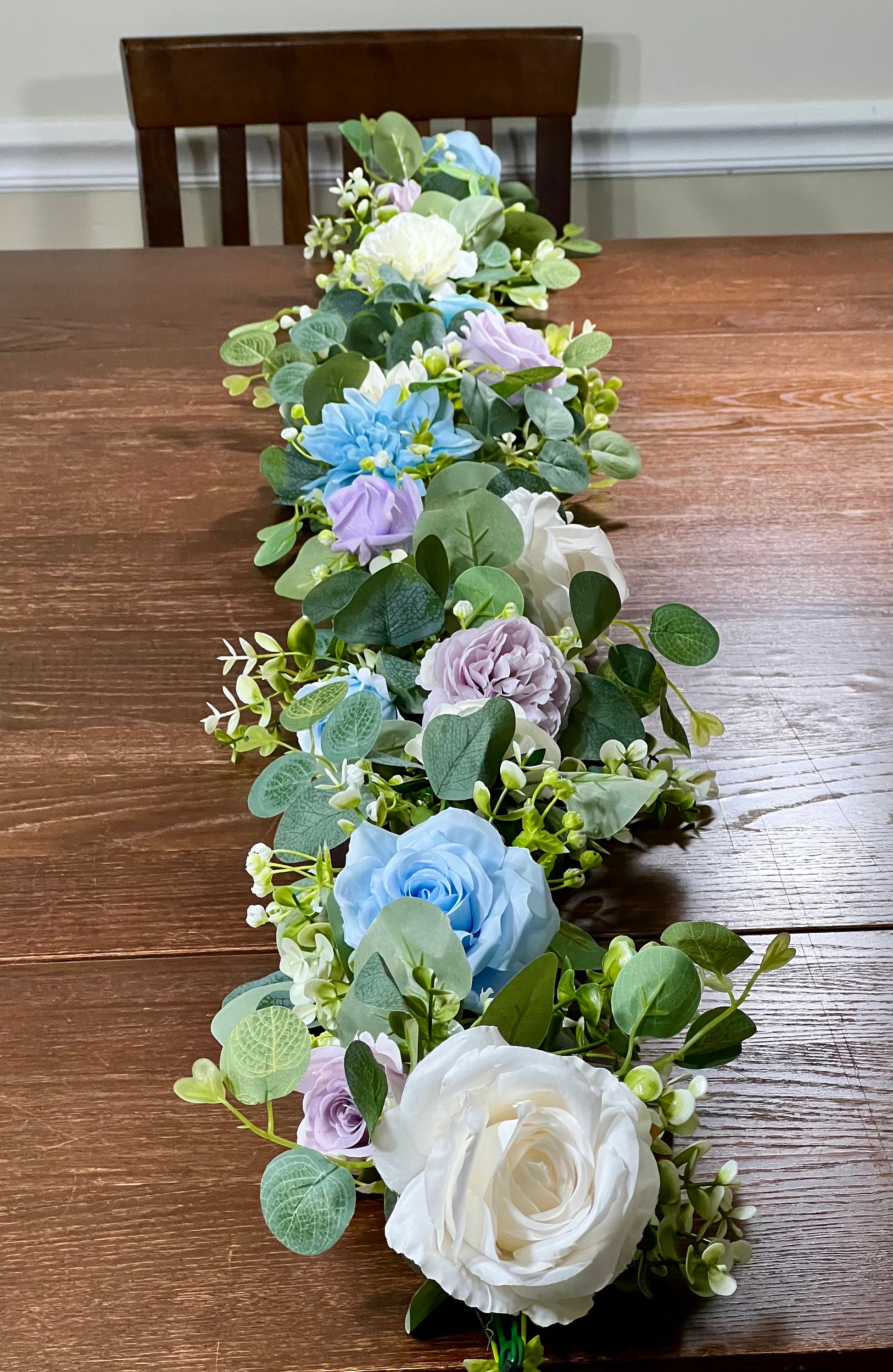 Wedding Bouquet Blue Bridal Rustic Light Purple Bouquet White Lavender Wild Flower Light Blue Eucalyptus Ivory Artificial Flower Lilac