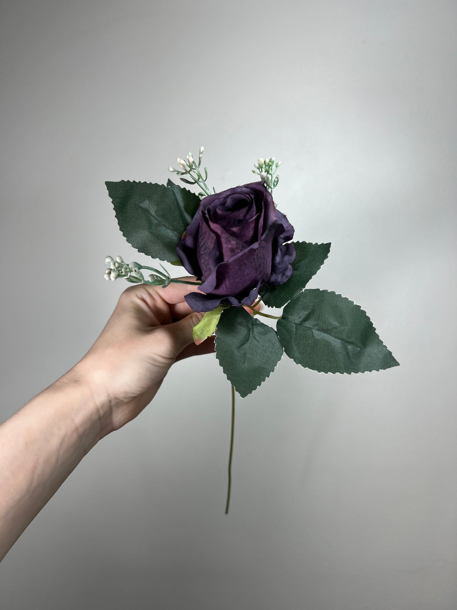 Dark Purple Flower Head Rose Plum Dark Purple Wedding Fake Roses Purple Stem Home Decor Plum Flower Head Artificial Wedding Supplies Craft