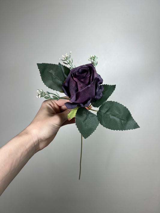 Plum Rose Artificial Wedding Plum Flowers with Stems Dark Purple Roses Wedding Supplies Craft Plum Flowers Heads Eggplant Roses Silk