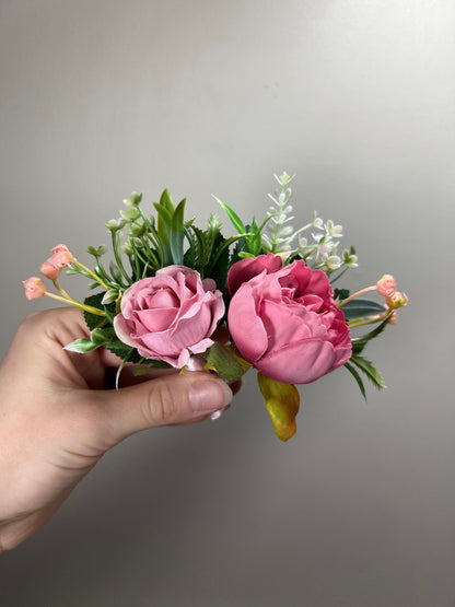 Wedding Corsage Pink Wedding Wrist Corsage Fuchsia Bridesmaids Corsage Viva Magenta Corsage Pink Boutonniere Dusty Rose Artificial Flowers