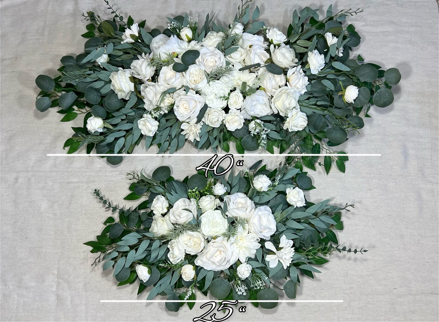 Wedding Arrangement White Arbor Arrangement Ivory Cross Decor White Flowers Arch Arrangement White Sage Eucalyptus Artificial Flowers Faux